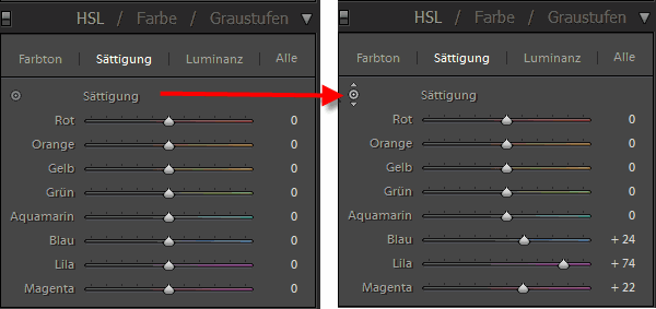 Lightroom, Modul Entwickeln: HSL  Sättigung