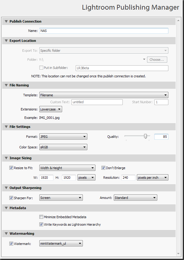service settings