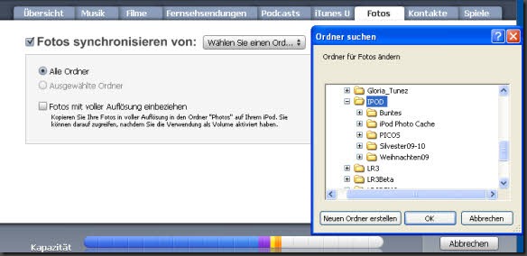 Itunes Ordner wählen